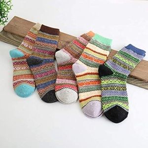 🆕️ 5 Pairs Wool Vintage Soft Cabin Warm Socks